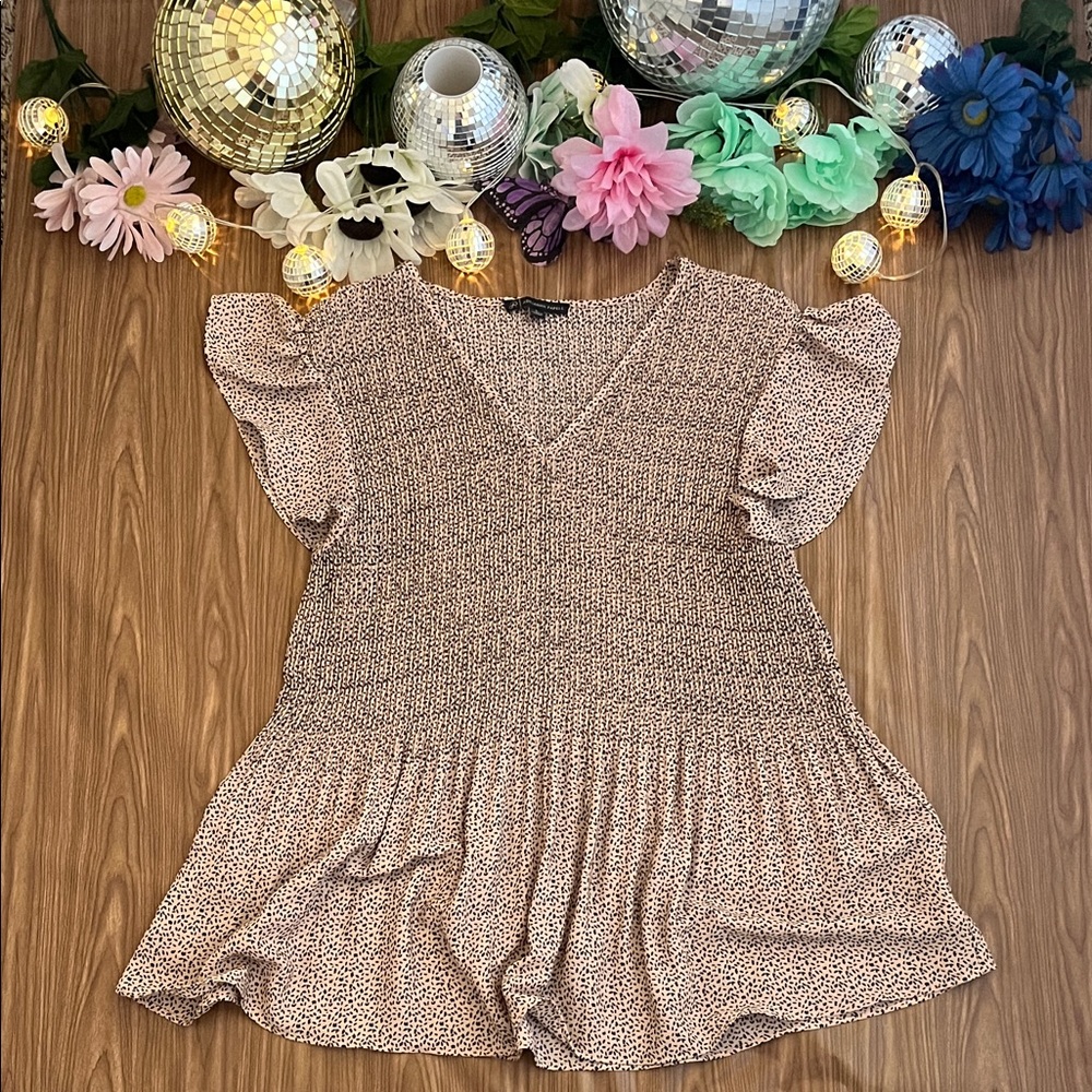 Women's Floral Ruffle Sleeve Top